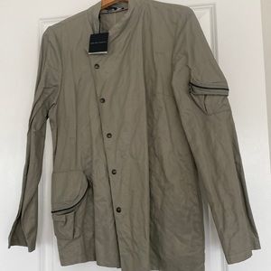 Sara Pucini soft sage green modern military like designer jacket
